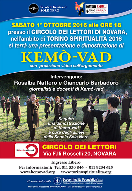 1 ottobre 2016 - Circolo dei Lettori di Novara - LA KEMO'-VAD A TORINO SPIRITUALITA'
